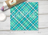 Teal Plaid Patterned Adhesive Vinyl 408